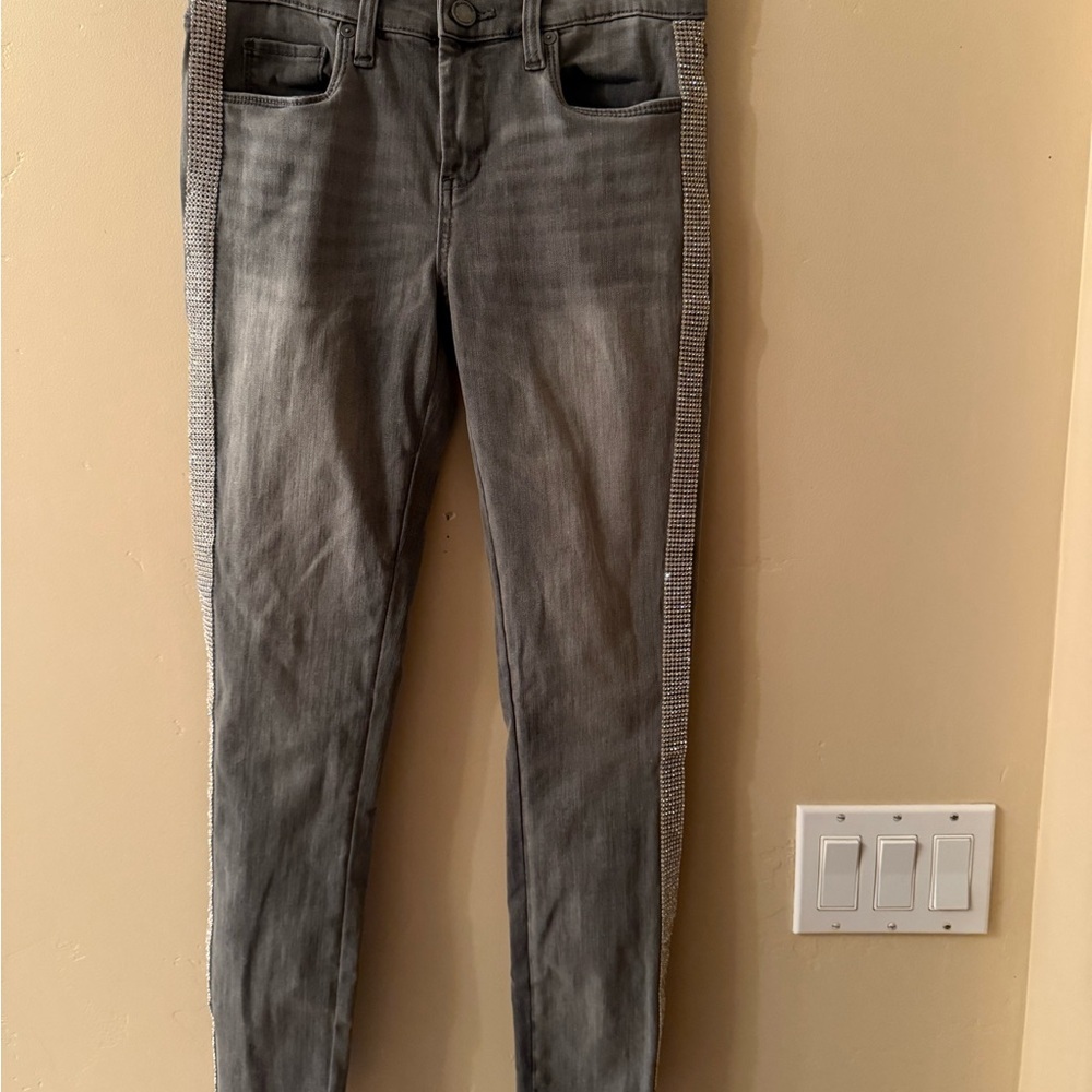 Blank NYC Charcoal Skinny Jeans with Side Embellishments